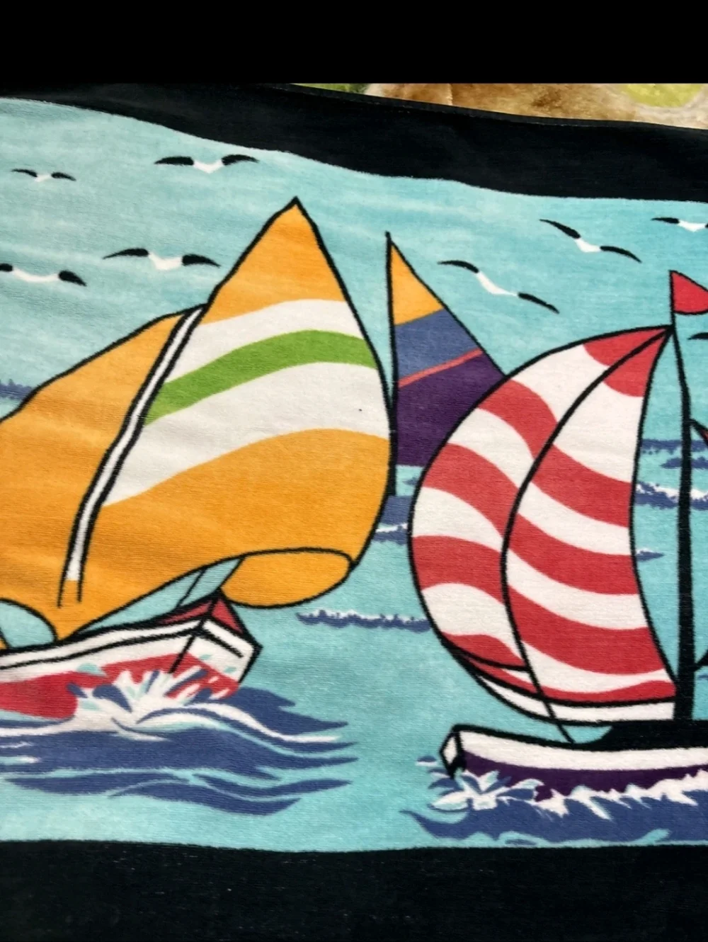 Multicolor Sailboat Print Beach Towel